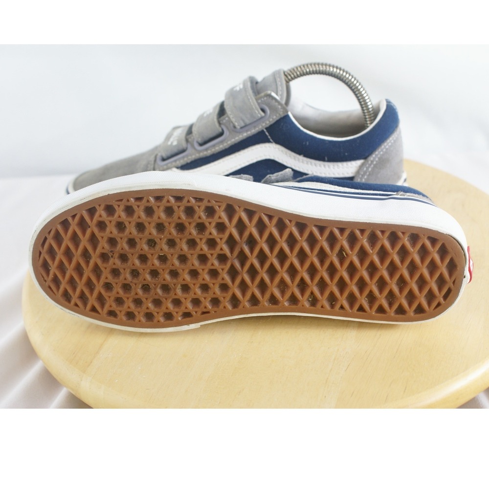 Vans Old Skool V Off The Wall Navy Grey Suede Triple Strap Sneakers 5 Men 6.5 W - Picture 7 of 7